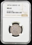 London Coins : A194 : Lot 563 : Greece Drachma 1873 KM#38 sharp UNC with a pleasing tone and graded by NGC at MS63