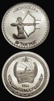 London Coins : A194 : Lot 627 : Mongolia a two-coin group comprising Tugrik 1925 (AH15) KM#8, silver, the obverse with the Soyombo e...