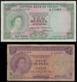 London Coins : A194 : Lot 69 : Ceylon QE II Young Portrait (2) 5 Rupees 3 June 1952 VG and 10 Rupees 16 October 1954 VF