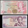 London Coins : A194 : Lot 85 : Guernsey 20 Pounds ND(1996) signed Trestain Pick 58a Unc along with Jersey 5 Pounds ND(1993) Pick 21...