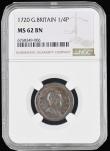 London Coins : A194 : Lot 952 : Farthing 1720 NGC MS62 BN, Peck 818 small letters obverse