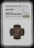 London Coins : A194 : Lot 959 : Farthing 1806 Peck 1396 NGC MS64 BN