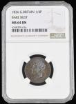 London Coins : A194 : Lot 962 : Farthing 1826 Second Issue Peck 1439 About UNC and lustrous NGC MS64 BN