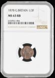 London Coins : A194 : Lot 986 : Third Farthing 1878 Peck 1933 Choice Unc with good lustre graded MS63 RB by NGC