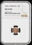 London Coins : A194 : Lot 988 : Quarter Farthing 1852 Peck 1610 NGC MS63 BN